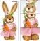 2Pack Easter Bunny Decorations Indoor, 14 Inch Straw Standing Bunny with Carrot Tabletop Figurine, Easter Rabbits Status for Home Farmhouse Spring Decor